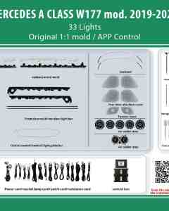 DIQ AMBIENT MERCEDES A BC14M5 (Digital iQ Ambient Light Kit for MERCEDES A CLASS W177 mod. 2019-2025, 33 Lights)