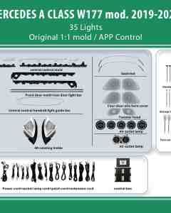 DIQ AMBIENT MERCEDES A BC14M5X (Digital iQ Ambient Light Kit for MERCEDES A CLASS W177 mod. 2019-2025, 35 Lights)