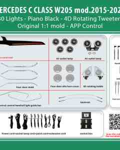 DIQ AMBIENT MERCEDES C BC10M7 (Digital iQ Ambient Light for Mercedes C (W205) mod. 2015-2021 with 30 Lights, Piano Black)