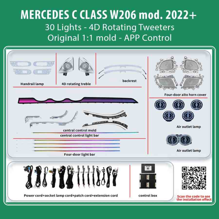 DIQ AMBIENT MERCEDES C BC08M9 (Digital iQ Ambient Light for Mercedes C (W206) mod. 2022+ with 30 Lights)