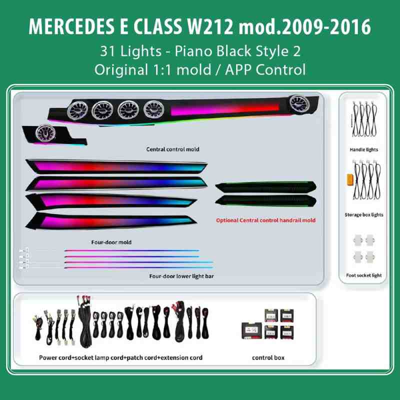 DIQ AMBIENT MERCEDES E (W212) BW212S2 (Digital iQ Ambient Light for Mercedes E (W212) mod. 2009-2016 with 31 Lights Style 2)