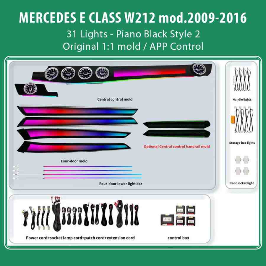 DIQ AMBIENT MERCEDES E (W212) BW212S2 (Digital iQ Ambient Light for Mercedes E (W212) mod. 2009-2016 with 31 Lights Style 2)