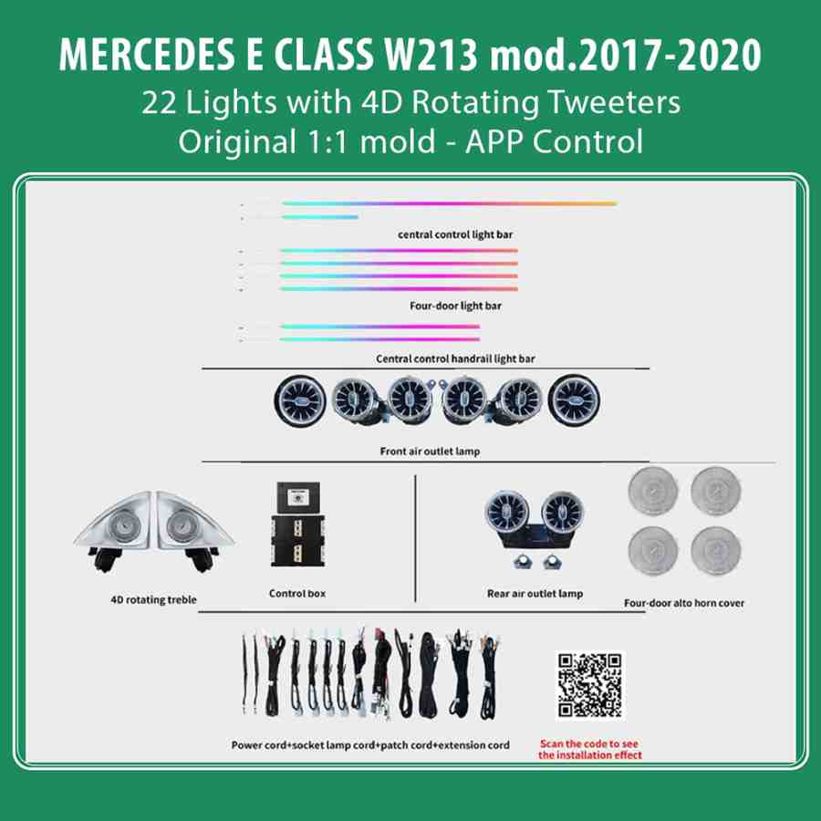 DIQ AMBIENT MERCEDES E (W213) BC07M5 (Digital iQ Ambient Light for Mercedes E (W213) mod. 2017-2020 with 22 Lights)