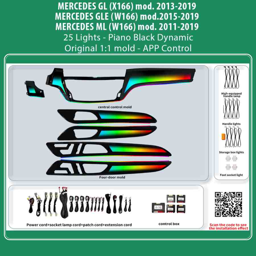 DIQ AMBIENT MERCEDES BC05D (Digital iQ Ambient Light for Mercedes GL - GLE - ML mod. 2011-2019 with 25 Lights)