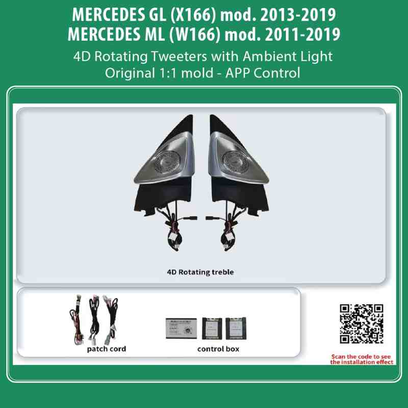 DIQ AMBIENT MERCEDES ML - GL 4D TWEETER COVERS (Digital iQ Ambient Light for MERCEDES ML - GL mod. 2011-2019, 2 x 4D Rotating Tweeter Covers)