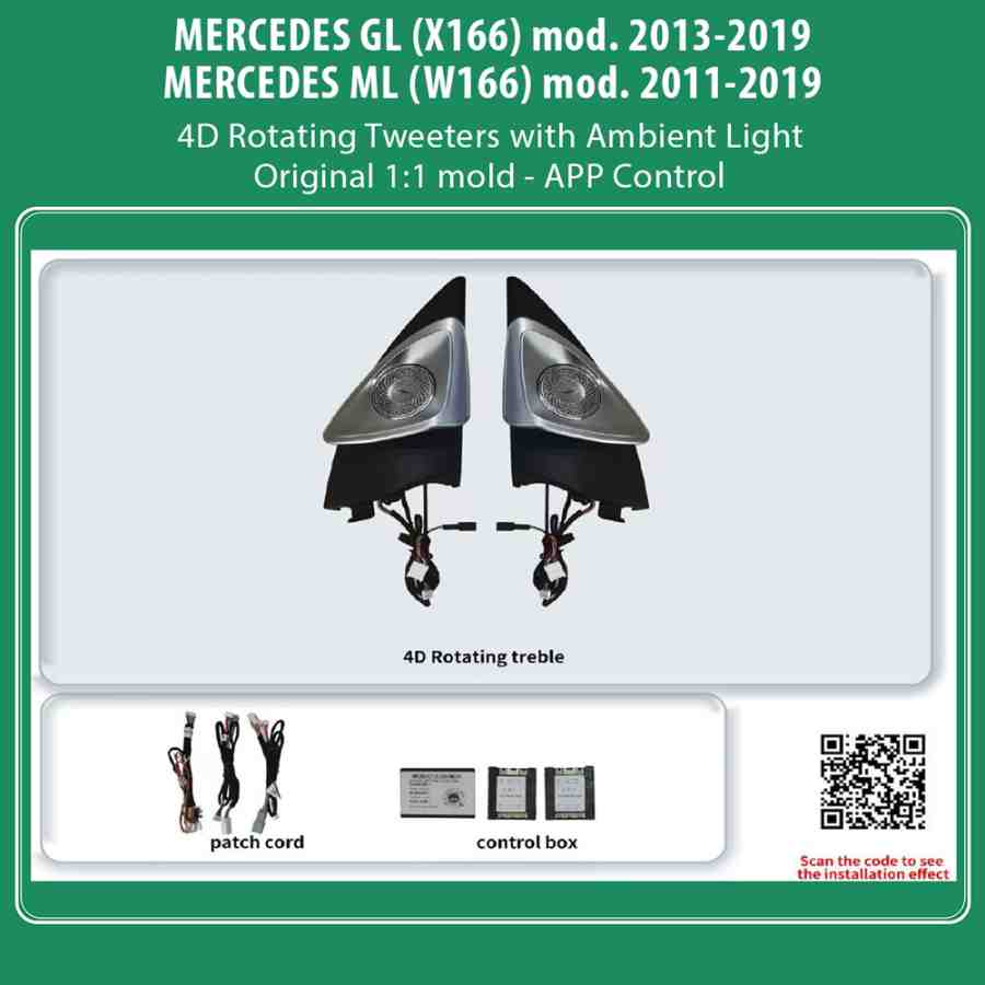 DIQ AMBIENT MERCEDES ML - GL 4D TWEETER COVERS (Digital iQ Ambient Light for MERCEDES ML - GL mod. 2011-2019, 2 x 4D Rotating Tweeter Covers)