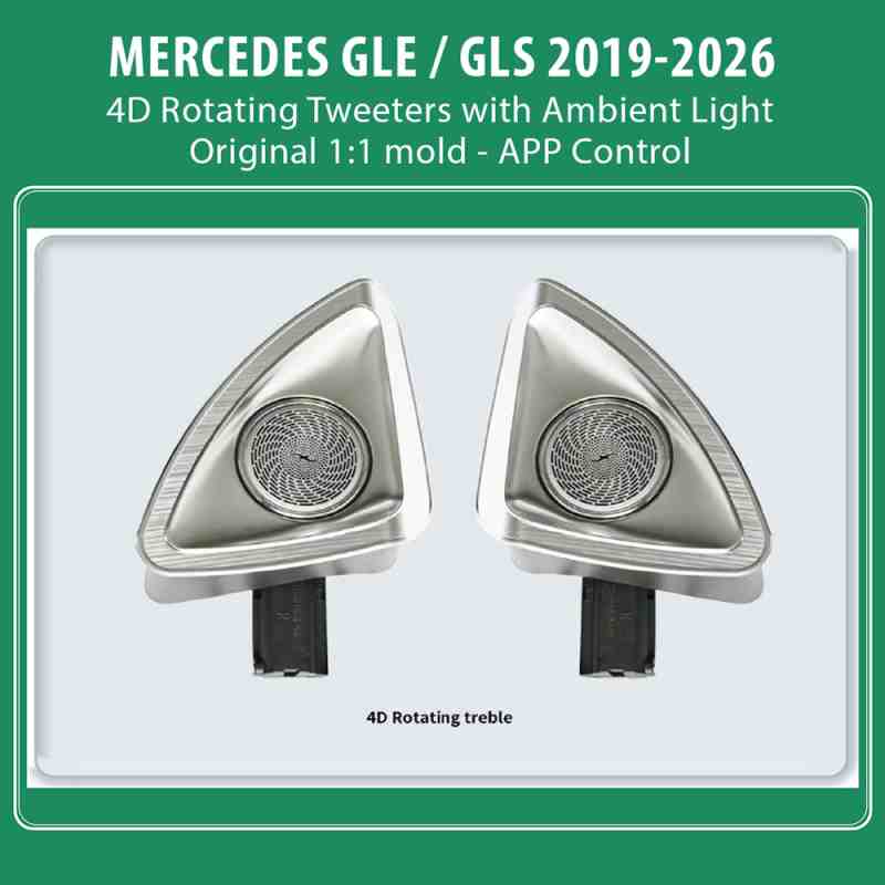 DIQ AMBIENT MERCEDES GLE 4D TWEETER COVERS (Digital iQ Ambient Light for MERCEDES GLE mod. 2019-2026, 2 x 4D Rotating Tweeter Covers)
