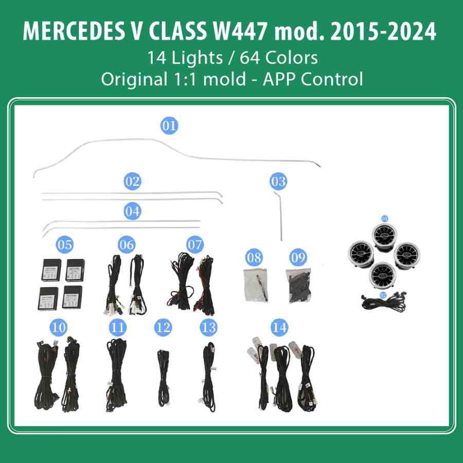 DIQ AMBIENT BENZ CKCP (Digital iQ Ambient Light Kit MERCEDES V Class (W447) mod. 2015-2024)