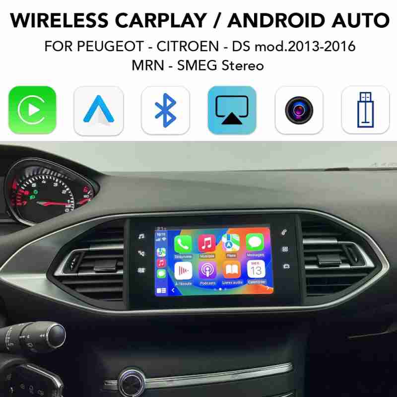 DIGITAL IQ PG 016W CPA (WIRELESS CARPLAY / ANDROID AUTO BOX with 2 CAMERA IN for  PEUGEOT - CITROEN - DS mod. 2013-2017)