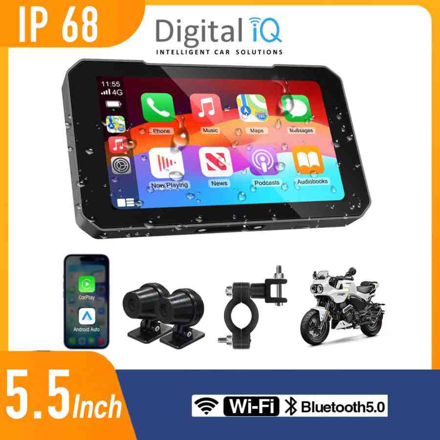 DIGITAL IQ PNA 5500_CPA (5.5inc) MOTORCYCLE CARPLAY-ANDROID AUTO (with TPMS - 2 DVR CAMERAS)