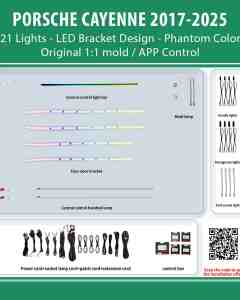 DIQ AMBIENT PORSCHE CAYENNE BSJ02M (Digital iQ Ambient Light for Porsche Cayenne mod. 2017-2025 with 21 Lights, Phantom)