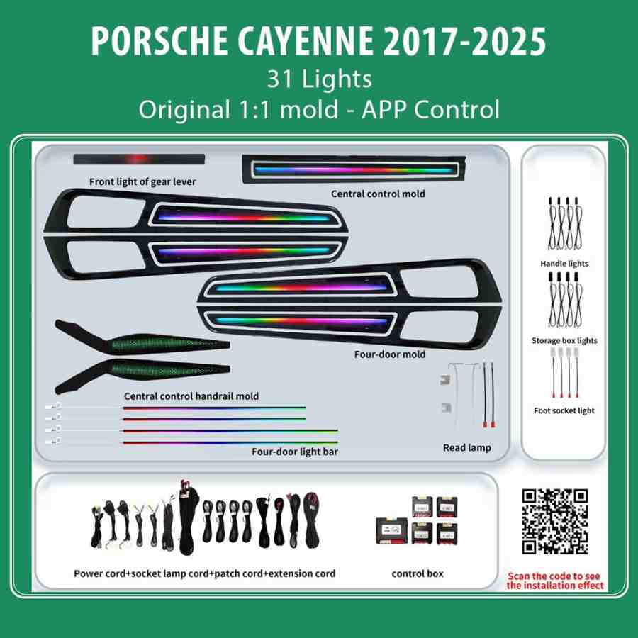 DIQ AMBIENT PORSCHE BSJ08D (Digital iQ Ambient Light for Porsche Cayenne mod. 2017-2025 with 31 Lights)