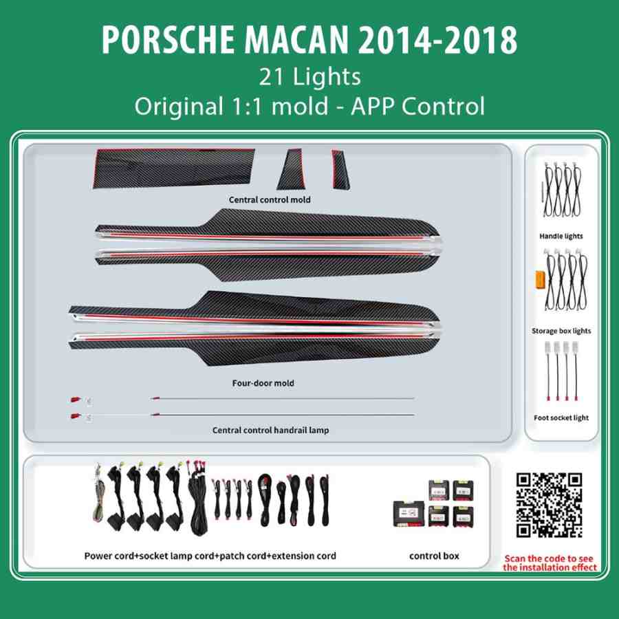 DIQ AMBIENT PORSCHE BSJ05L (Digital iQ Ambient Carbon Light for Porsche Macan mod. 2014-2018 with 21 Lights)