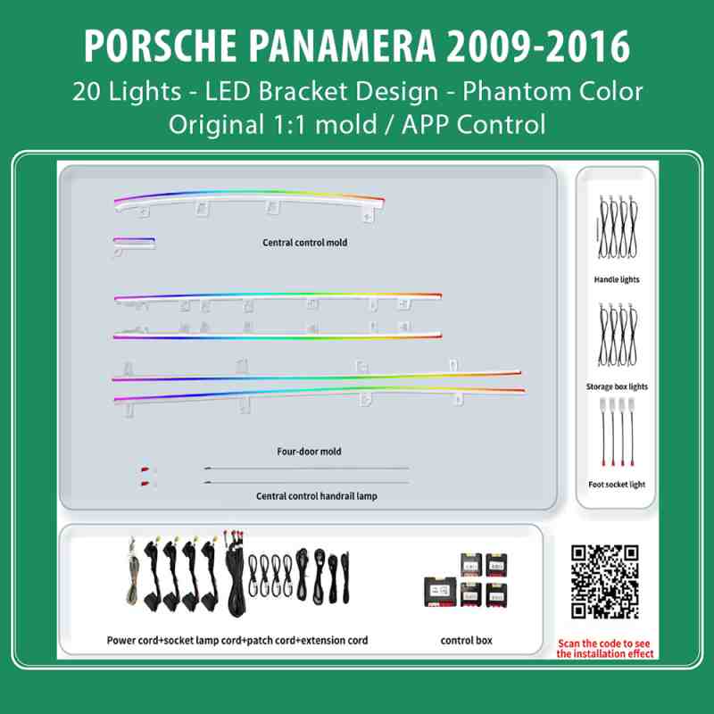 DIQ AMBIENT PORSCHE PANAMERA BSJ01M (Digital iQ Ambient Light for Porsche Panamera mod. 2010-2016 with 20 Lights, Phantom)