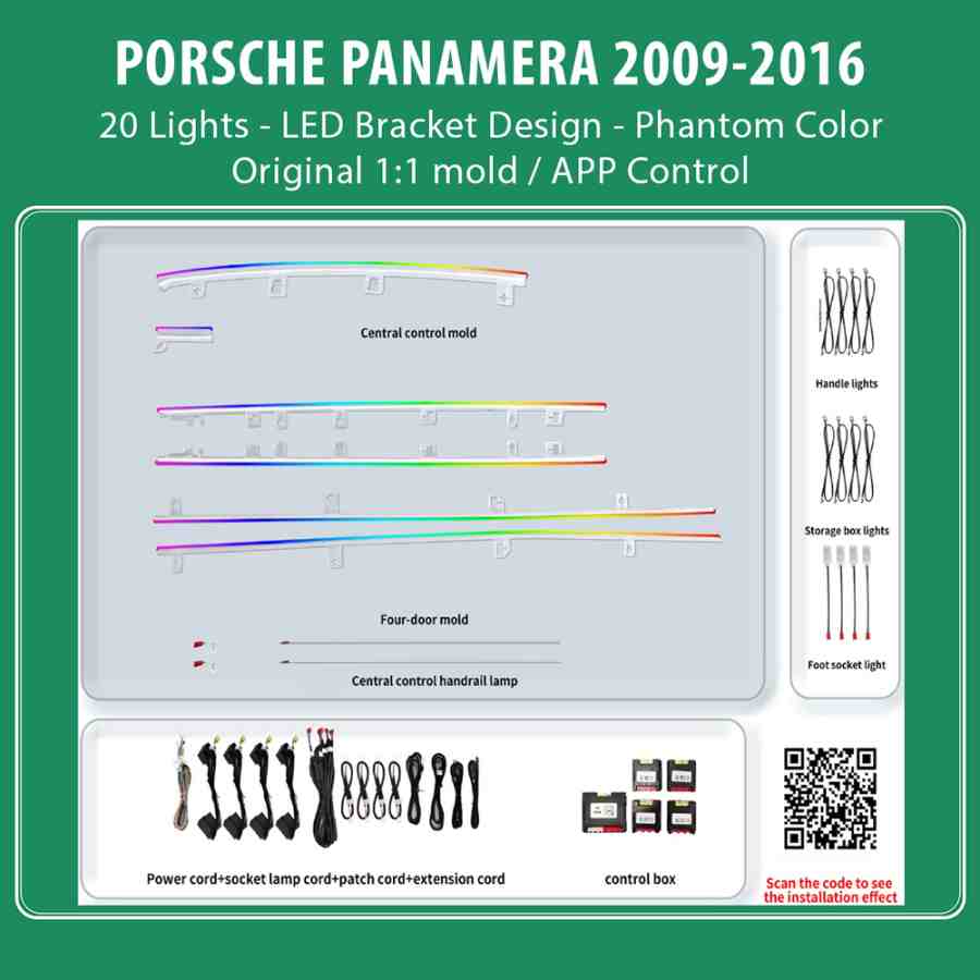 DIQ AMBIENT PORSCHE PANAMERA BSJ01M (Digital iQ Ambient Light for Porsche Panamera mod. 2010-2016 with 20 Lights, Phantom)