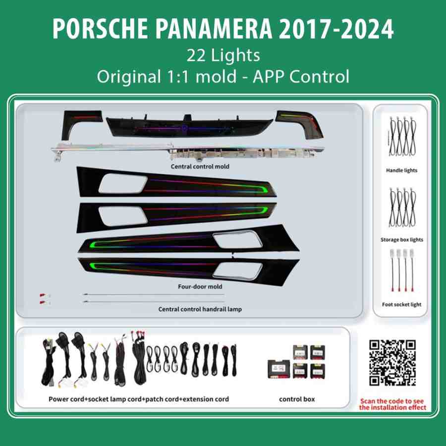 DIQ AMBIENT PORSCHE BSJ06X (Digital iQ Ambient Light for Porsche Panamera mod. 2017-2024 with 22 Lights, Starry Sky Style)