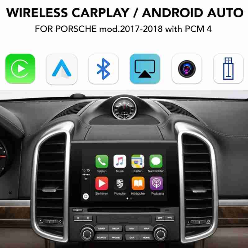 DIGITAL IQ PR 012W_CPA (WIRELESS CARPLAY / ANDROID AUTO BOX with 2 CAMERA IN for PORSCHE mod. 2017-2018 with PCM 4)