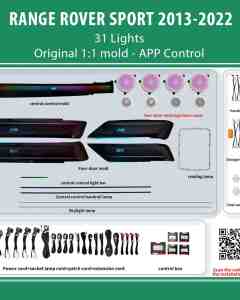 DIQ AMBIENT LR RANGE ROVER SPORT (L494) FULL mod. 2013-2022 (Digital iQ Ambient Light for LAND ROVER RANGE ROVER SPORT L494 mod. 2013-2021 with 31 Lights)