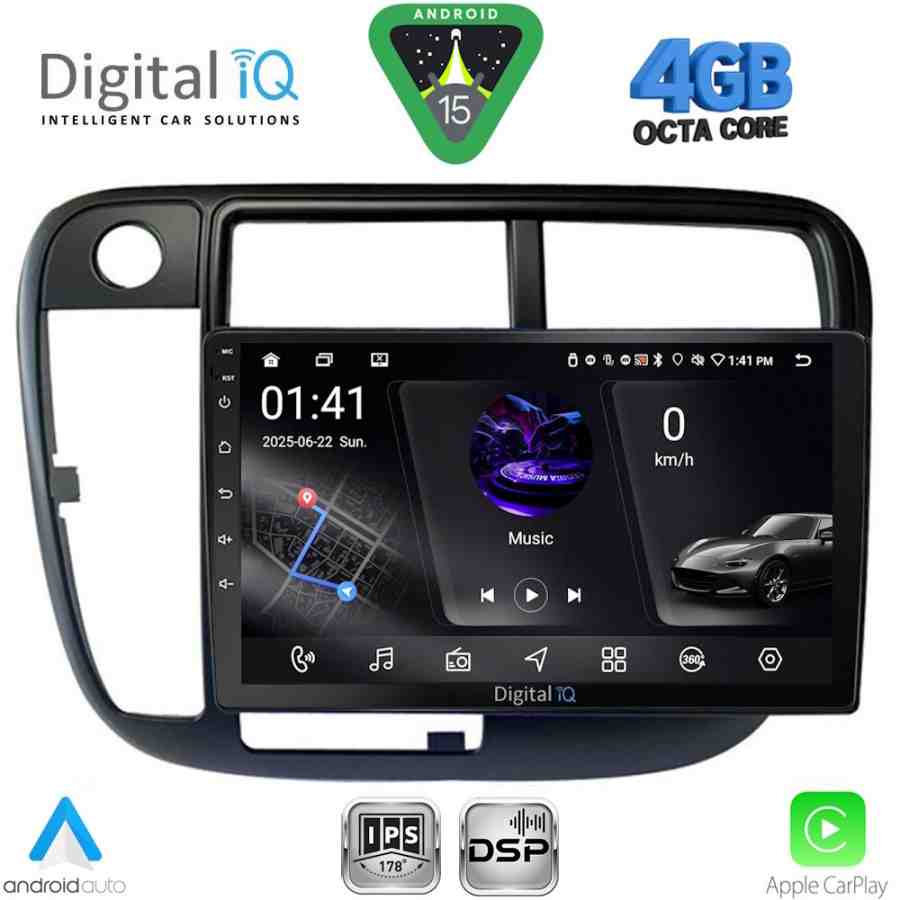 DIGITAL IQ RSG 6186_CPA CLIMA (9inc) MULTIMEDIA TABLET for HONDA CIVIC mod. 1995-2001