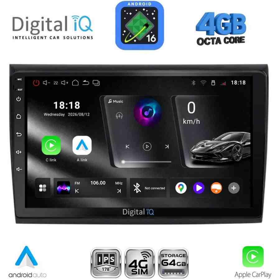 DIGITAL IQ RTG 6136_CPA (9inc) MULTIMEDIA TABLET for FIAT BRAVO mod. 2007-2019