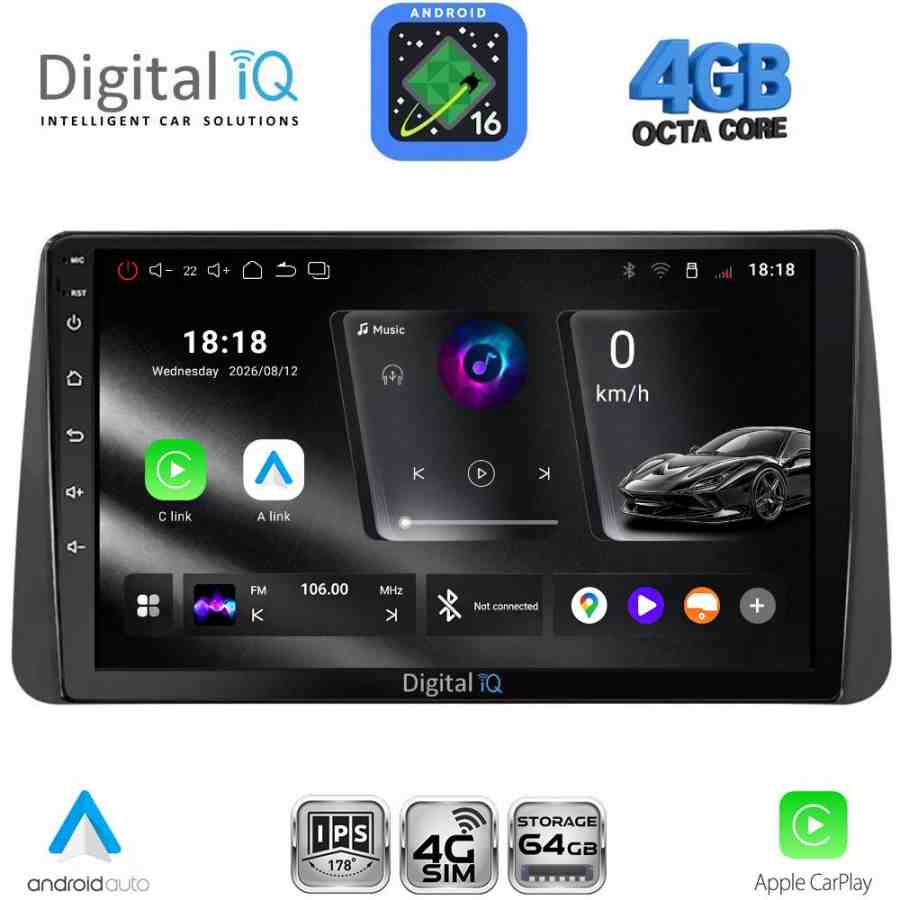 DIGITAL IQ RTG 6149_CPA DASH (9inc) MULTIMEDIA TABLET for FIAT TIPO mod. 2018-2023