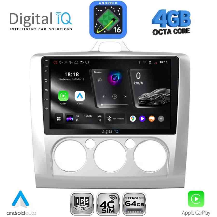 DIGITAL IQ RTG 6156SL_CPA A/C (9inc) MULTIMEDIA TABLET for FORD FOCUS mod. 2005-2012 (SILVER)