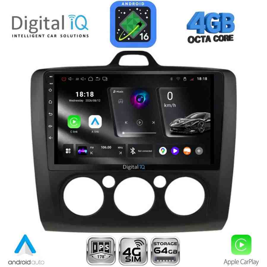 DIGITAL IQ RTG 6156BL_CPA A/C (9inc) MULTIMEDIA TABLET for FORD FOCUS mod. 2005-2012 (BLACK)