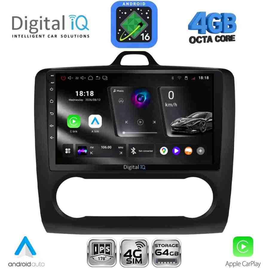 DIGITAL IQ RTG 6156BL_CPA CLIMA (9inc) MULTIMEDIA TABLET for FORD FOCUS mod. 2005-2012 (BLACK)