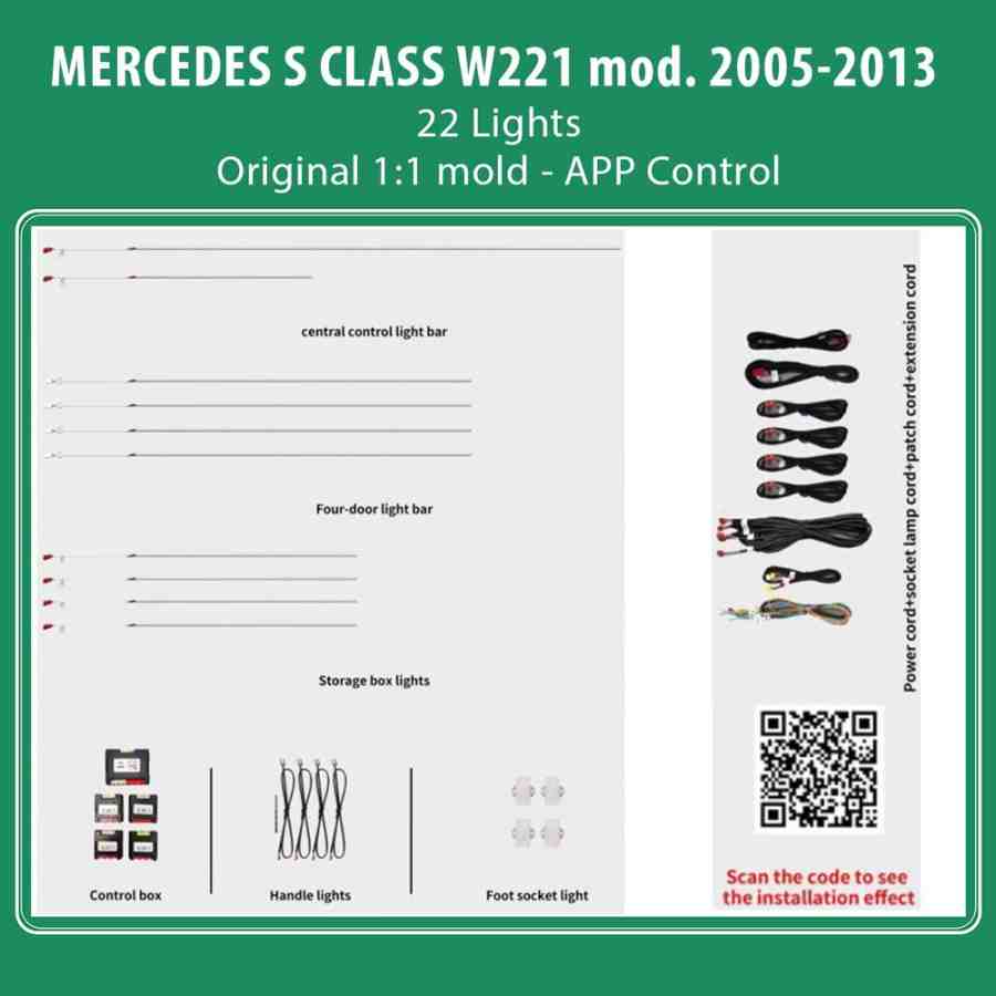 DIQ AMBIENT BENZ BC01 (Digital iQ Ambient Light for Mercedes S (W221) mod. 2005-2013 with 22 Lights)