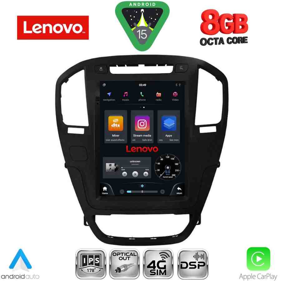 LENOVO SSW 10914BL_CPA TESLA STYLE for OPEL INSIGNIA mod. 2008-2013 (Black colour)