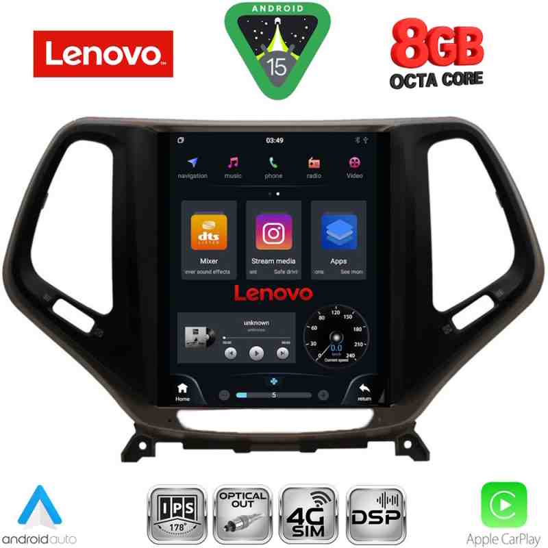 LENOVO SSW 10984_CPA TESLA STYLE for JEEP CHEROKEE mod. 2014-2024