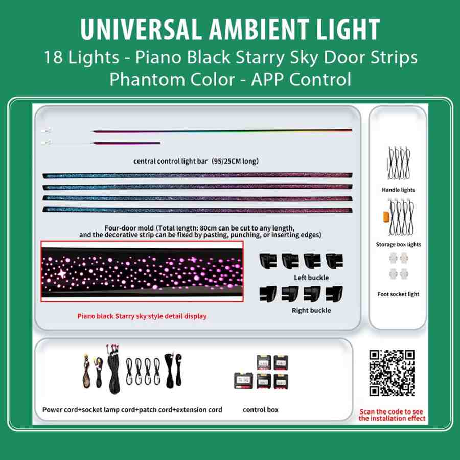 DIQ AMBIENT TYM01X (Universal Ambient Light with 18 Lights, Piano Black Starry Sky Strips)