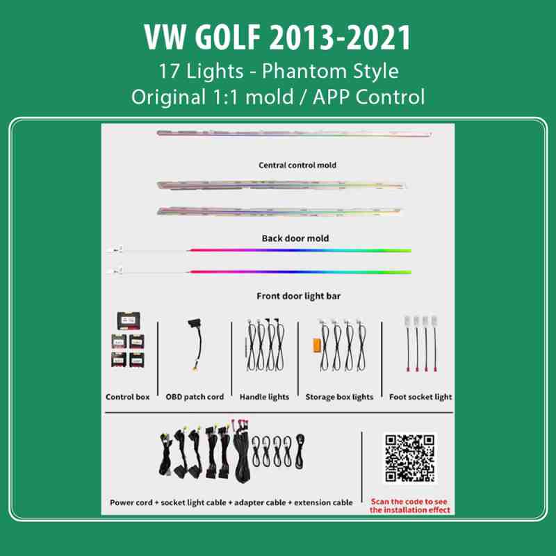 DIQ AMBIENT VW GOLF DZ06M (Digital iQ Ambient Light VW GOLF 7 mod. 2013-2021 with 17 Lights, Phantom)