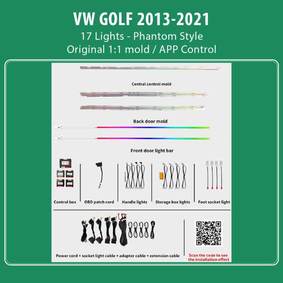 DIQ AMBIENT VW GOLF DZ06M (Digital iQ Ambient Light VW GOLF 7 mod. 2013-2021 with 17 Lights, Phantom)