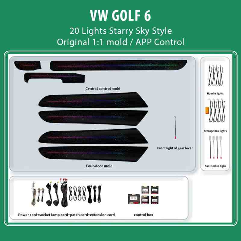 DIQ AMBIENT VW DZ30Y (Digital iQ Ambient Light VW GOLF 6 mod. 2008-2013 with 20 Lights, Starry Sky Style)