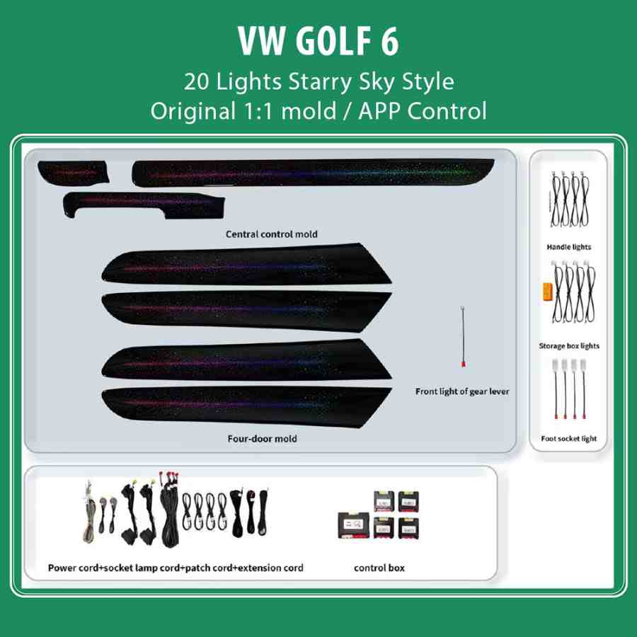 DIQ AMBIENT VW DZ30Y (Digital iQ Ambient Light VW GOLF 6 mod. 2008-2013 with 20 Lights, Starry Sky Style)