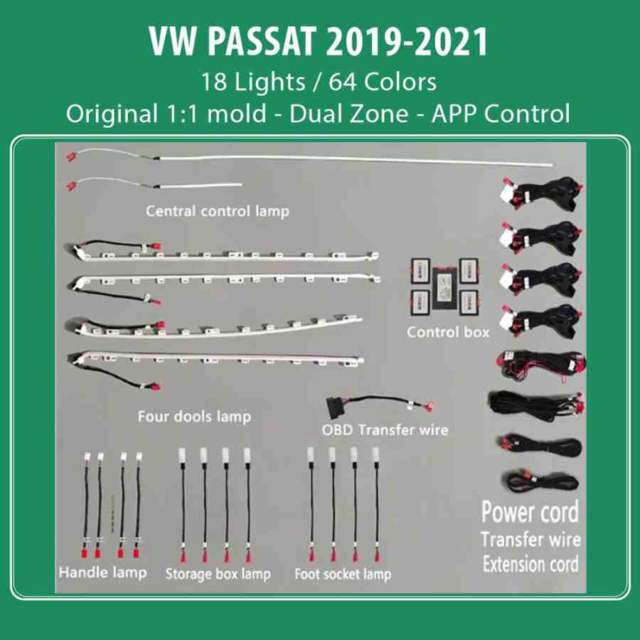 DIQ AMBIENT VW PASSAT III mod. 2019-2023 (Digital iQ Ambient Light for VW Passat mod. 2019-2023 with 18 Lights)