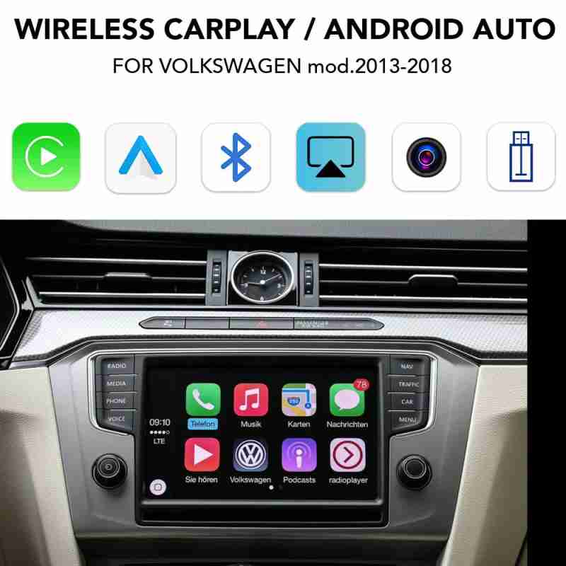 DIGITAL IQ VW 013W CPA (WIRELESS CARPLAY / ANDROID AUTO BOX for VW mod. 2013-2018 with 2 CAMERAS)